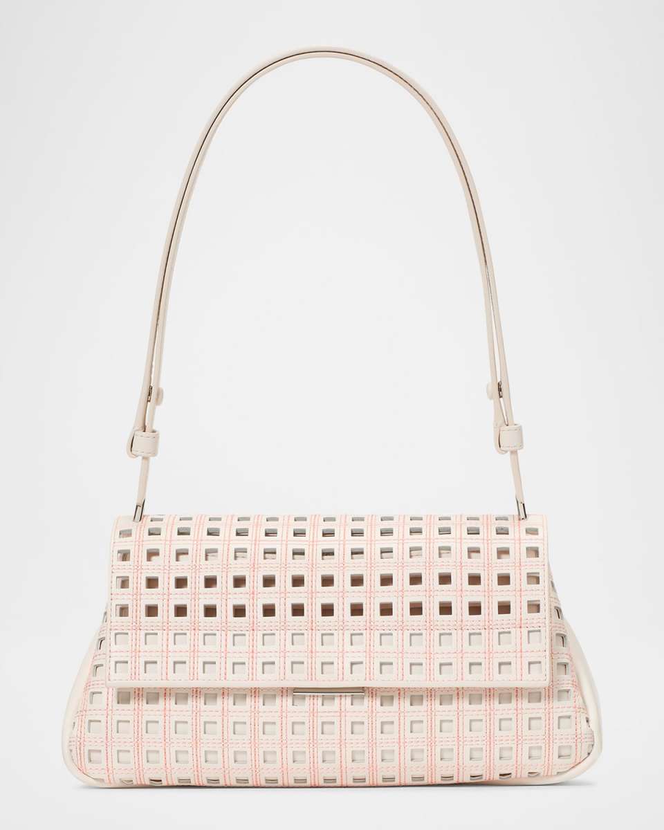 grace topstitch perforated leather shoulder bag